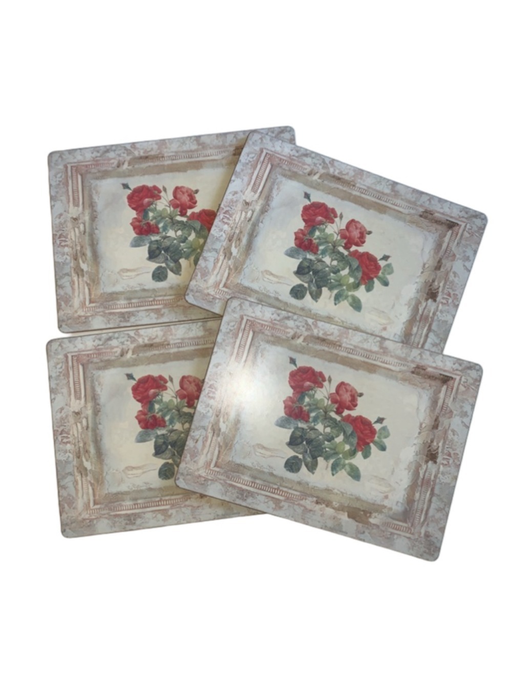 Unbranded Table Linens One Size Beige Red Floral Placemats Set of 4